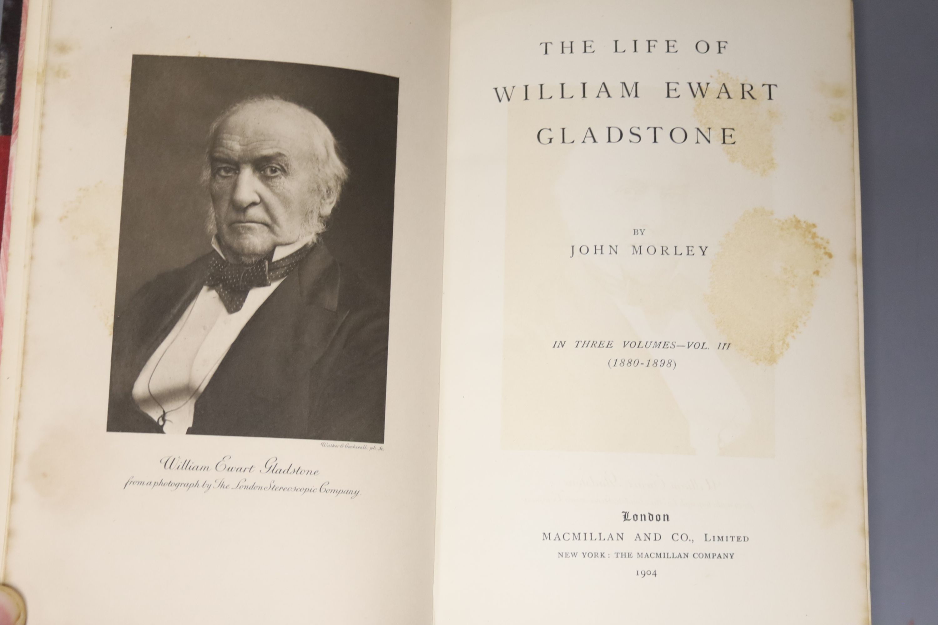 Morley, John - The Life of William Ewart Gladstone, 3 vols, 8vo, half calf, MacMillan, 1904